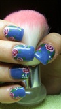 Blue nails with roses