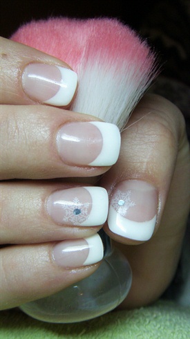 French manicure with snowflakes