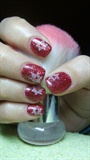 Red nails with snowflakes