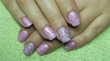 Pink nails with silver