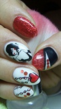 White, black and red nails