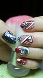 White, black and red nails