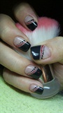 Black nails with red and black dots