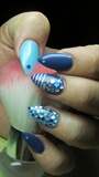 Blue nails with rhinestones