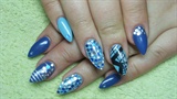 Blue nails with rhinestones