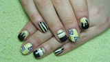 Black, yellow and white nails- Abstract 