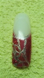 Red french manicure with transfer foil