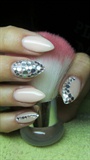 Nude nails with rhinestones