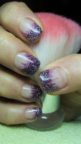 Short purple nails with glitter - Nail Art Gallery