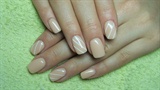 Nude (beige) nails with white lines