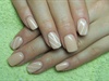 Nude (beige) nails with white lines