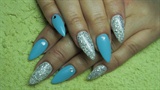 Turquoise and silver nails 