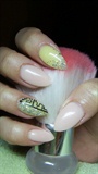 Powder pink and yellow nails