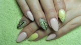 Powder pink and yellow nails