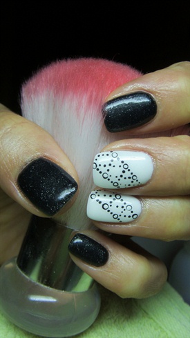 Black and white nails with a net