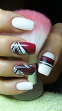 White, red and black nails
