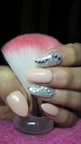 Powder pink nails with rhinestones