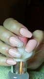 Powder pink nails with glitter