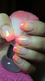 Nails with pink and yellow flames