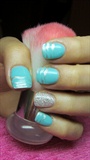 Turquoise and silver nails