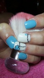 Turquoise and white nails with necklace 