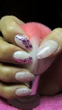 Milky white nails with glitter