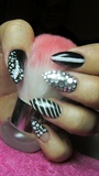 Black and white stiletto nails