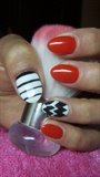 Red, white and black nails
