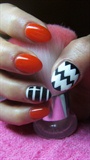 Red, black and white nails