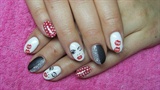 Red, black, silver and white nails