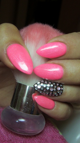 Neon pink and black nails