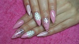Pink and white stiletto nails