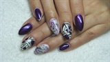 Purple, white and black nails
