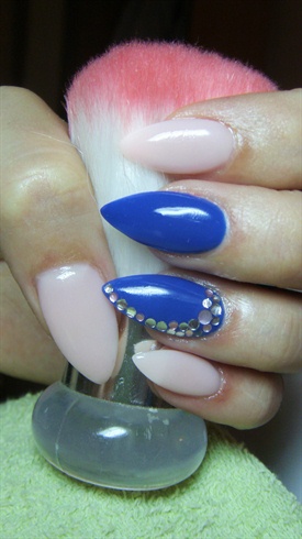 Blue and pink nails