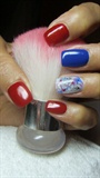Red, blue and white nails