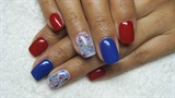 Red, blue and white nails