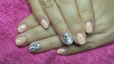 Apricot nails with rhinestones