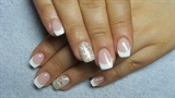 French manicure with silver glitter