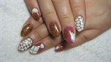 White, pink and gold nails