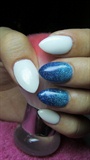 White and blue nails
