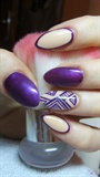 Nude and dark purple nails