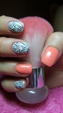 Apricot and white nails