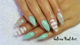 Turquoise and white nails