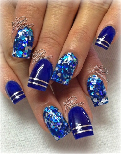 Royal Blue Acrylic And Glitters 
