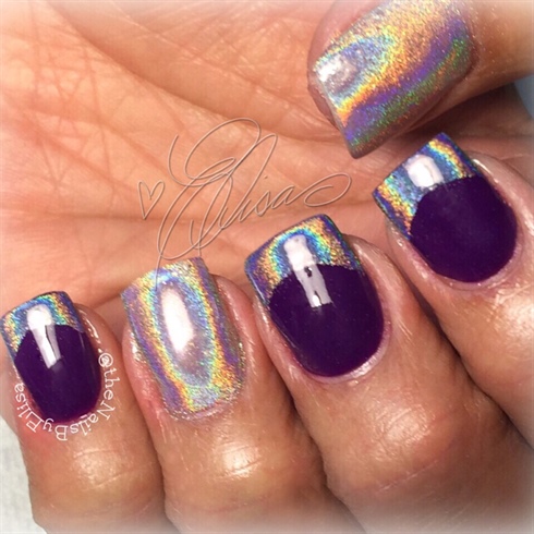 Holographic Chrome pigment nails