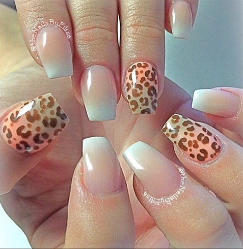 Ombr&#233; Pink and White w/ Leopard Print 