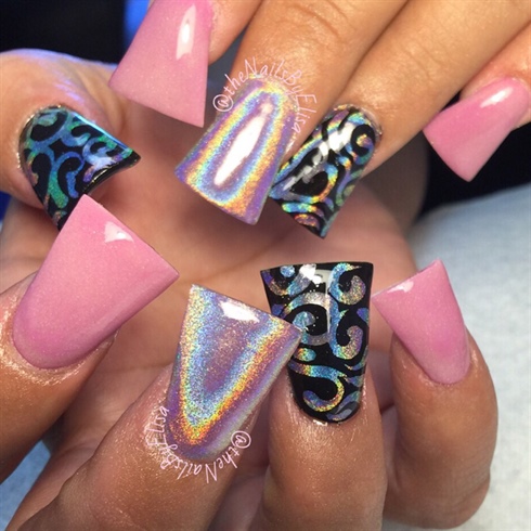 Holographic Chrome Pigment Design - Nail Art Gallery