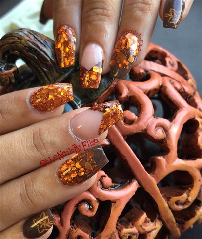 Copper Fall Color Nails 