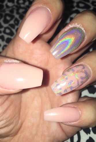 Cover Pink &amp; Holographic Nail Art 
