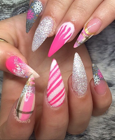 Hot Pink Winter Nails 